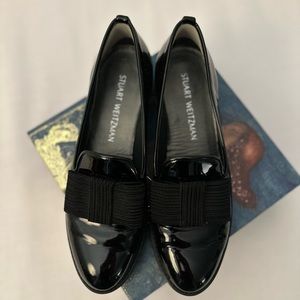 Stuart Weitzman patent leather flats with bows